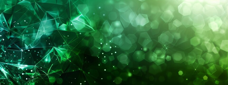 Dark green abstract in wide banner shape. polygon elegant or frame background.  copy space for text.