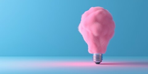 Aufkleber - Pink Cotton Candy Lightbulb Concept on Blue Background
