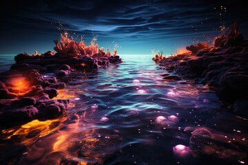 RGB lightning neon river water glowing