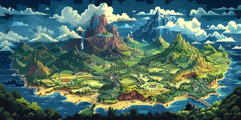 Wall Mural - Fantasy map for a game, game board