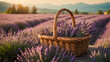 Beautiful lavender flowers in a basket in Japan sunny