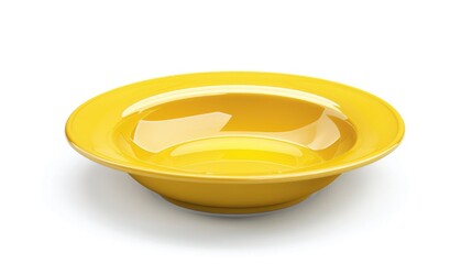 Poster - A simple yellow bowl on a clean white surface. Suitable for kitchen or food-themed designs