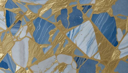 Wall Mural - gold and blue and white mixed marble in bright colours 