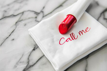Red Lipstick Call Me Text On Napkin 