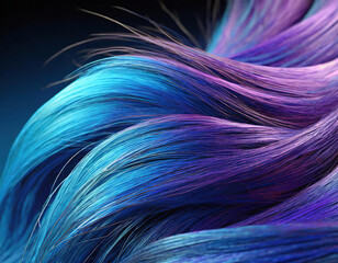 Wall Mural - 3d series of blue and purple hair-like strands that are intertwined and overlapping. the strands are