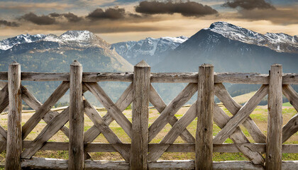 Rustic wooden fence, cut out