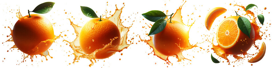 orange with splash isolated png