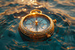 A compass guiding the way through uncharted waters, offering direction and guidance to those navigating uncertain paths. Concept of navigation and guidance. Generative Ai.