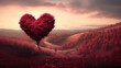 Love in nature - Valentine's Day heart-shaped tree. Generative AI image