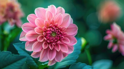 Canvas Print - Pink flower up close with green backdrop