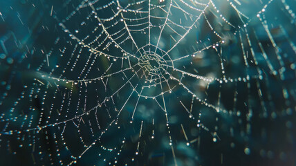 Dew Drops Adorning a Morning Spider Web