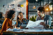 © ADDICTIVE STOCK CORE - Group of People Sitting Around a Table With Papers. Generative AI.