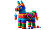 Colorful traditional Mexican pinata in the shape of a donkey isolated on a white background, related to Cinco de Mayo and birthday celebrations