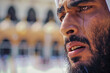 Devout Muslim Praying with Tears in Mecca During Ramadan. Generative AI image