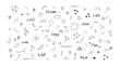 © Fatemeh - Doodle icon set. Doodle pen line elements. Glitter, heart, arrow, star, sparkle decoration symbol set icon. Pattern elements. Vector illustration.