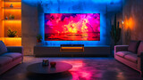 Fototapeta Most - Chic Living Space. Interior Design with TV as Focus