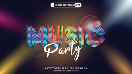 Wall Mural - Music party club futuristic style 3d editable vector text effect