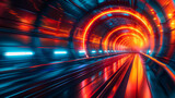 Fototapeta Most - Swift of the Future. Hyperloop Train in Transparent Tunnel