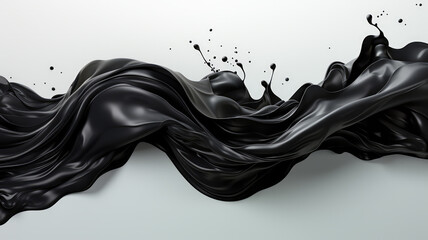 Poster - Trendy black expressive splash. Abstract 3d style, inspired by acrylic art and waves energy. Luxury abstract background and wallpaper. Place for text. Composition for yours design, cover, header