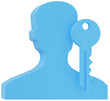 Passkey concept: A key in front of  a user avatar on transparent background. Passkeys are being used as  a more secure solution for login than username password.