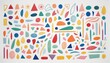 Colorful hand drawn doodle shape set in Bright Colours 
