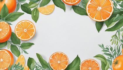 Frame with Orange Fruits in Bright Colours 