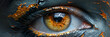 Constricted Eye Illustration 3D Image,
A close up of the eye of a woman with cracked skin
