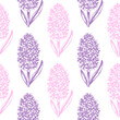 Vintage seamless pattern with hyacinth flowers