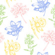 Vintage seamless pattern with spring flowers.