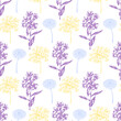 Vintage seamless pattern with spring flowers primrose.