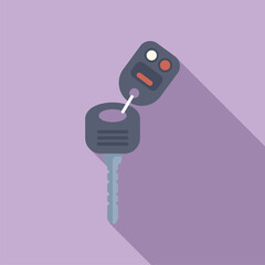 Poster - Access smart key icon flat vector. Alarm start. Secure drive digital