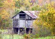Barn With Ladder and Fall Foliage