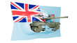 Battle Tank Superimposed on Blended National Flags, Symbolizing Military Alliance