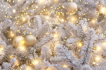Poster - A close-up view of a Christmas tree with twinkling lights. Perfect for holiday decorations
