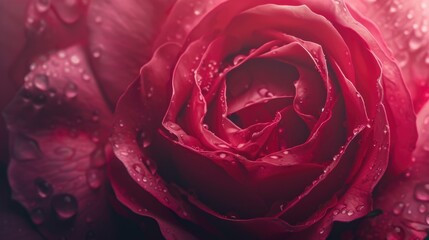 Poster - A beautiful red rose covered in water droplets. Perfect for romantic occasions