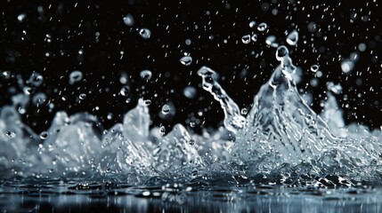 Poster - Clear water splash on calm lake surface. Ideal for nature and relaxation concepts