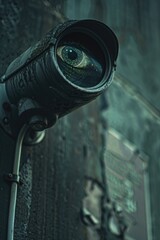 Poster - Close-up view of a camera attached to a building. Suitable for security concepts