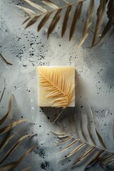 Poster - A simple soap bar on a counter. Suitable for hygiene or bathroom concepts