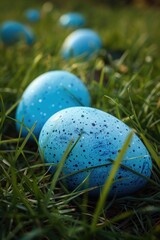 Sticker - Blue eggs in grass, perfect for Easter-themed designs