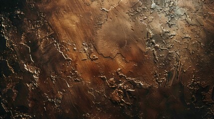 Poster - Close-up of weathered wooden surface with peeling paint. Suitable for backgrounds or textures