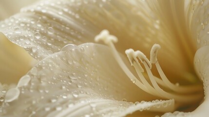 Aufkleber - A close up of a white flower with water droplets. Suitable for nature-themed designs