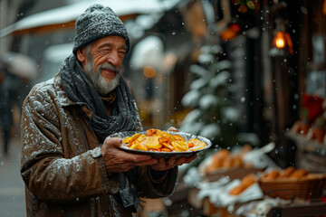 Canvas Print - A generous act of paying for a stranger's meal, spreading unexpected kindness and fostering a sense of unity among people. Concept of random acts of kindness. Generative Ai.