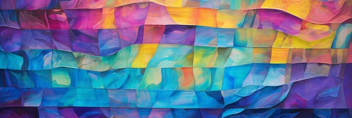 Poster - Abstract Geometric Colorful Mosaic Wall Artwork. Generative AI