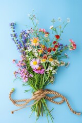 Poster - Colorful flowers tied to a rope, suitable for various occasions