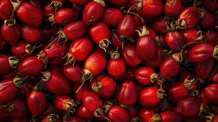 Poster - A close-up of a bunch of red berries. Suitable for nature-themed designs