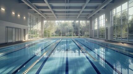 Aufkleber - A large indoor swimming pool in a building. Suitable for architectural and interior design projects