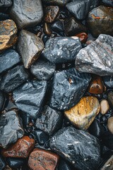 Poster - Close up of a pile of rocks, suitable for geological concepts
