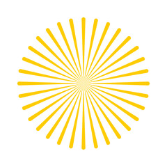 Wall Mural - A simple isolated golden sunburst on a transparent background – Radial pattern of rays