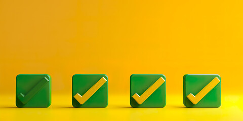 Poster - Three yellow check marks, one green, green selection boxes