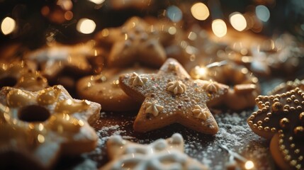 Poster - A bunch of cookies on a table, perfect for food or baking concepts